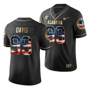 Men's Alabama Crimson Tide #99 Raekwon Davis 2019 Stars and Stripes Black Golden Limited Edition NCAA College Football Jersey 2403TPOB3